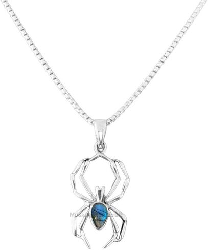 Solid 925 Sterling Silver Pear Shape Gemstone Spider Necklace, Silver Necklace, Spiderweb Necklace, Bug Necklace Pendant, Beautiful Handmade Neckalce For Men Women in Saudi Arabia
