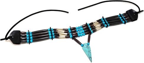 4 Row Buffalo Bone Hairpipe Beads Traditional Tribal Choker Necklace with Arrowhead Pendant in Saudi Arabia