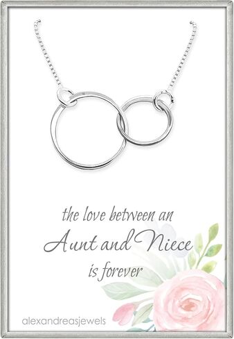 Double Ring Necklace, 925 Sterling Silver Two Interlocking Circles, Mother Daughter Best Friend Birthday, Mother's Day, Valentine's Day, Christmas Present in Saudi Arabia