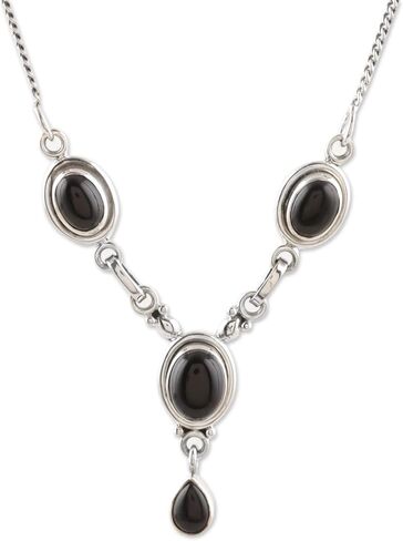 Black Onyx Necklace, 925 Sterling Silver, Bohemian Jewelry, Mermaids Gifts, Handmade Silver Necklace, Wedding Jewelry, Jewelry For Women, Party Wear Necklace, Honeymoon Gifts in Saudi Arabia