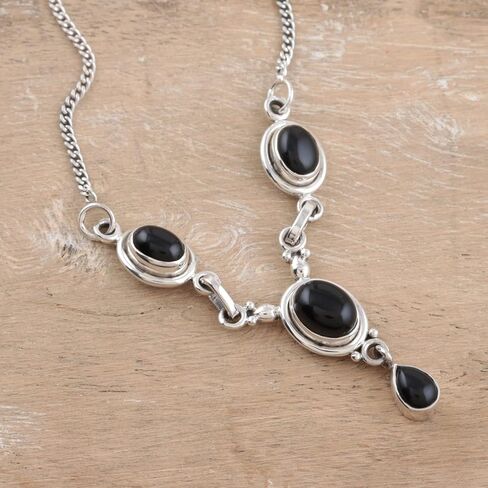 Black Onyx Necklace, 925 Sterling Silver, Bohemian Jewelry, Mermaids Gifts, Handmade Silver Necklace, Wedding Jewelry, Jewelry For Women, Party Wear Necklace, Honeymoon Gifts in Saudi Arabia
