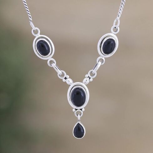 Black Onyx Necklace, 925 Sterling Silver, Bohemian Jewelry, Mermaids Gifts, Handmade Silver Necklace, Wedding Jewelry, Jewelry For Women, Party Wear Necklace, Honeymoon Gifts in Saudi Arabia
