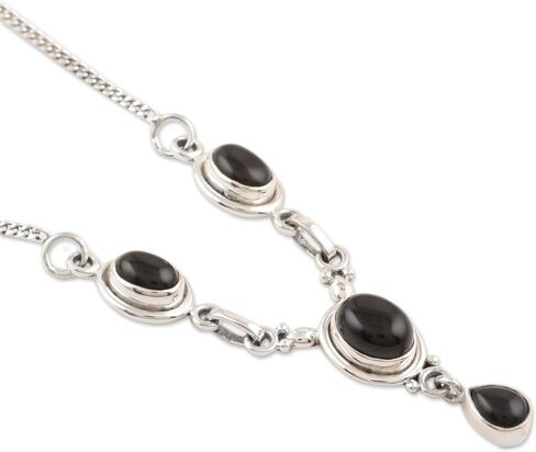 Black Onyx Necklace, 925 Sterling Silver, Bohemian Jewelry, Mermaids Gifts, Handmade Silver Necklace, Wedding Jewelry, Jewelry For Women, Party Wear Necklace, Honeymoon Gifts in Saudi Arabia