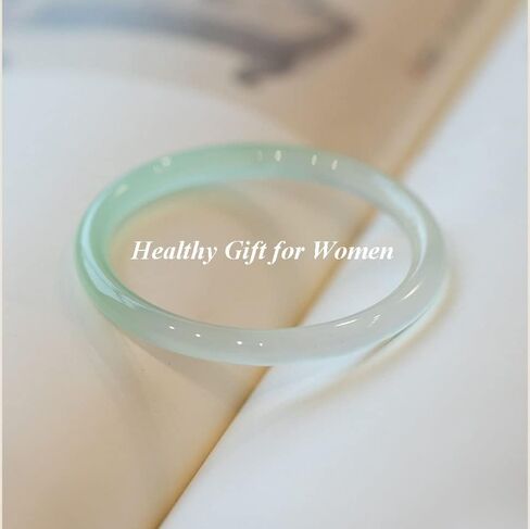 Natural Iced Green Chalcedony Bangle Bracelet for Women, Gradient 6mm Width Round Agate Chinese Lucky Jewelry Gift in Saudi Arabia