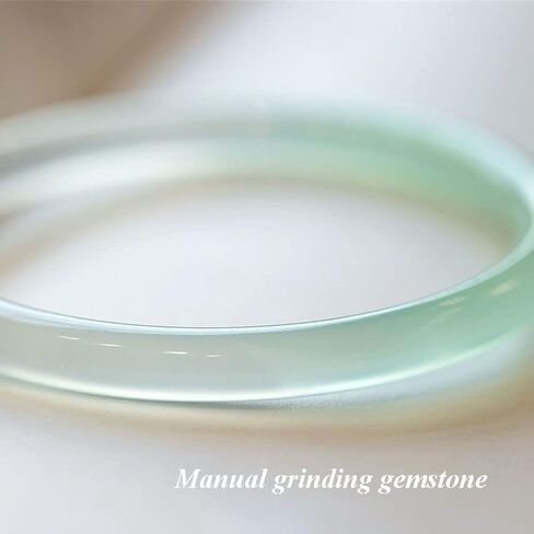 Natural Iced Green Chalcedony Bangle Bracelet for Women, Gradient 6mm Width Round Agate Chinese Lucky Jewelry Gift in Saudi Arabia