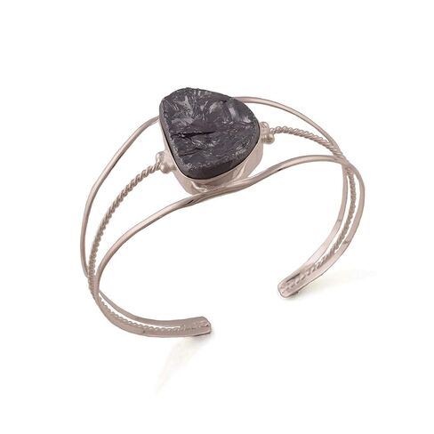 Natural Elite Shungite Cuff Bracelet, Healing Crystal Cuff Bracelet, Bangle Bracelet, Raw Gemstone Bracelet, Jewelry For Woman (Elite Shungite A) in Saudi Arabia