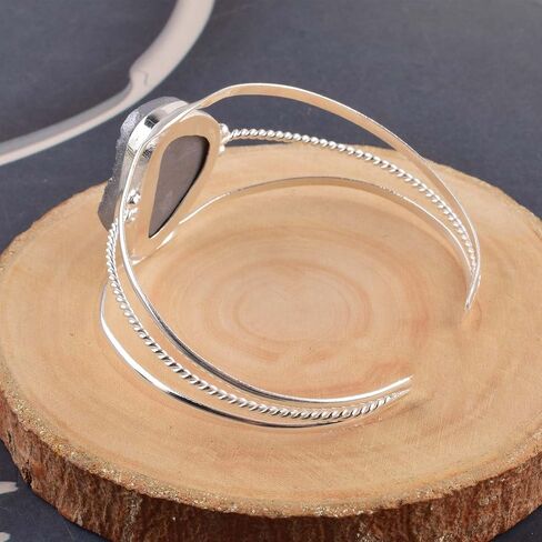Natural Elite Shungite Cuff Bracelet, Healing Crystal Cuff Bracelet, Bangle Bracelet, Raw Gemstone Bracelet, Jewelry For Woman (Elite Shungite A) in Saudi Arabia