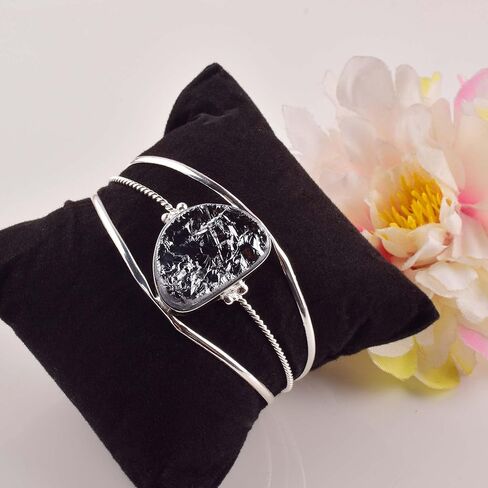 Natural Elite Shungite Cuff Bracelet, Healing Crystal Cuff Bracelet, Bangle Bracelet, Raw Gemstone Bracelet, Jewelry For Woman (Elite Shungite A) in Saudi Arabia