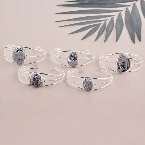 Natural Elite Shungite Cuff Bracelet, Healing Crystal Cuff Bracelet, Bangle Bracelet, Raw Gemstone Bracelet, Jewelry For Woman (Elite Shungite A) in Saudi Arabia