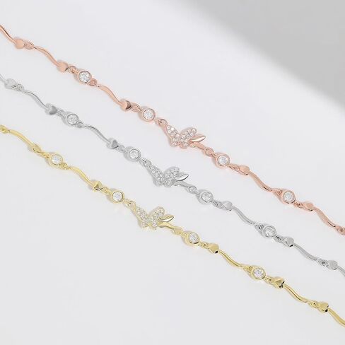 Meissa Dainty Butterfly Gold Bracelets for Women 925 Sterling Silver Adjustable Hand Chain with Cubic Zirconia Anniversary Birthday Jewelry Gifts in Saudi Arabia