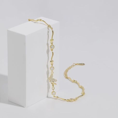 Meissa Dainty Butterfly Gold Bracelets for Women 925 Sterling Silver Adjustable Hand Chain with Cubic Zirconia Anniversary Birthday Jewelry Gifts in Saudi Arabia