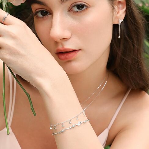 Meissa Dainty Butterfly Gold Bracelets for Women 925 Sterling Silver Adjustable Hand Chain with Cubic Zirconia Anniversary Birthday Jewelry Gifts in Saudi Arabia