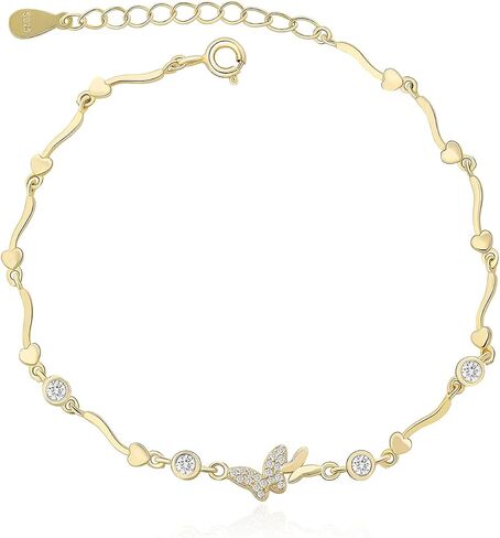 Meissa Dainty Butterfly Gold Bracelets for Women 925 Sterling Silver Adjustable Hand Chain with Cubic Zirconia Anniversary Birthday Jewelry Gifts in Saudi Arabia