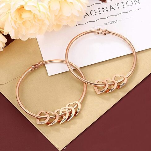 Personalized Mother Jewelry - Mother Bracelet - Engraved Mom Bracelet with Kids Name - Silver, Gold, Rose Grandmother Custom Mother Day Gift - Mom Birthday Gifts in Saudi Arabia