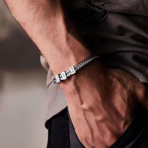 Custom Mens Bracelets: Engraved Men Bracelet, Personalized Bracelet for Guys, Silver/gold, Fathers Day Bracelet, Dad Bracelet, Mens Cuban Link Bracelet in Saudi Arabia