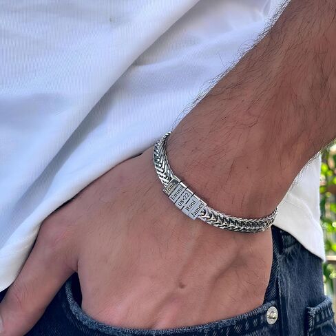 Custom Mens Bracelets: Engraved Men Bracelet, Personalized Bracelet for Guys, Silver/gold, Fathers Day Bracelet, Dad Bracelet, Mens Cuban Link Bracelet in Saudi Arabia