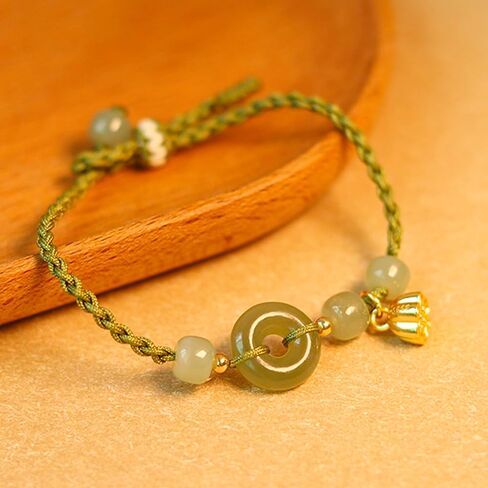 S925 sterling silver natural Hetian jade safe buckle bracelet anklet female transfer braid can be adjusted to send mother, daughter birthday gift in Saudi Arabia