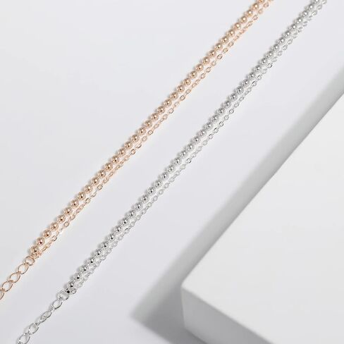 Meissa Sterling Silver Layer Bracelet for Women Beads Double Layer Stacking Bracelet Dainty Simple Minimalist Friendship Bracelet Girs Gift in Saudi Arabia