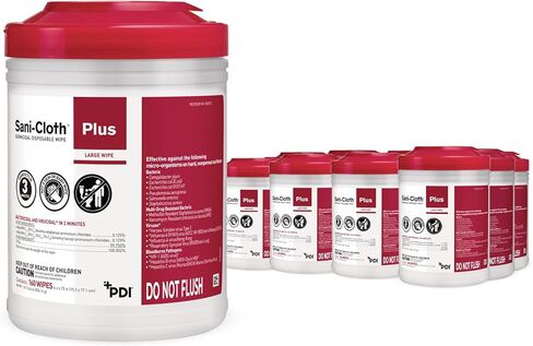 PDI Healthcare 51017M Sani-Cloth Plus قماش مبيد للجراثيم، مقاس 6 بوصة × 6-3/4 بوصة، عبوة من 160 قطعة in Saudi Arabia
