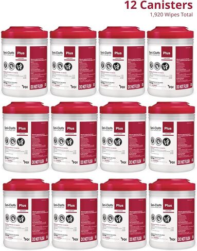 PDI Healthcare 51017M Sani-Cloth Plus قماش مبيد للجراثيم، مقاس 6 بوصة × 6-3/4 بوصة، عبوة من 160 قطعة in Saudi Arabia