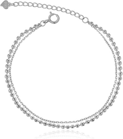 Meissa Sterling Silver Layer Bracelet for Women Beads Double Layer Stacking Bracelet Dainty Simple Minimalist Friendship Bracelet Girs Gift in Saudi Arabia