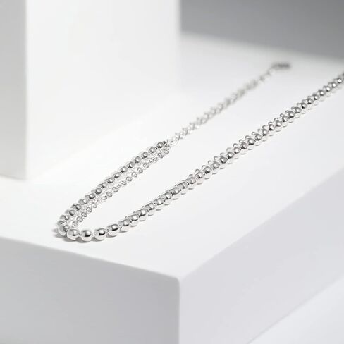 Meissa Sterling Silver Layer Bracelet for Women Beads Double Layer Stacking Bracelet Dainty Simple Minimalist Friendship Bracelet Girs Gift in Saudi Arabia