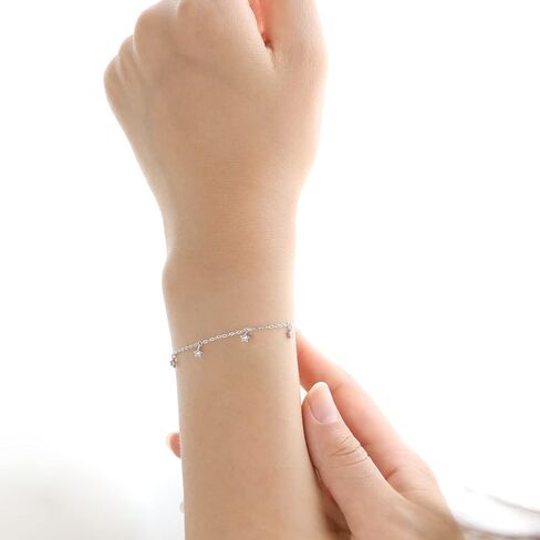 Meissa Sterling Silver Bracelet for Women Tiny Stars Diamond Bracelet Friendship Charm Bracelet Birthday Jewelry Gift in Saudi Arabia