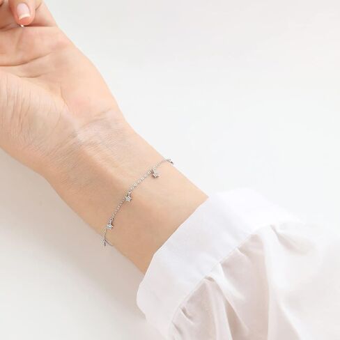 Meissa Sterling Silver Bracelet for Women Tiny Stars Diamond Bracelet Friendship Charm Bracelet Birthday Jewelry Gift in Saudi Arabia