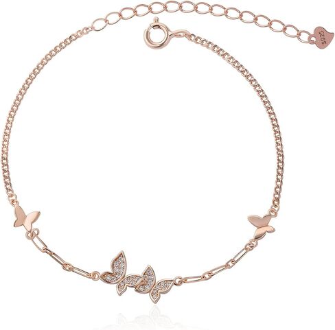 Sterling Silver Butterfly Bracelet Cubic Zirconia Chain Bracelet Butterfly Jewelry Gifts for Women Bridesmaid Teens Birthday in Saudi Arabia