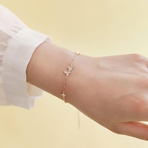Sterling Silver Butterfly Bracelet Cubic Zirconia Chain Bracelet Butterfly Jewelry Gifts for Women Bridesmaid Teens Birthday in Saudi Arabia