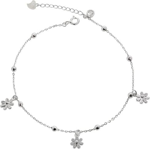 Meissa Daisy Flowers Ankle Bracelet for Women 925 Sterling Silver Dainty Floral Foot Chain Thin Leg Bracelet Jewelry Gift in Saudi Arabia