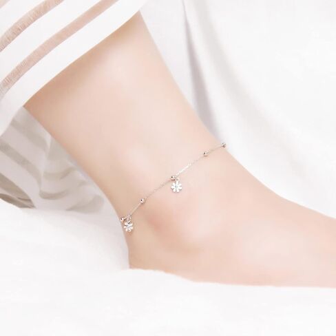 Meissa Daisy Flowers Ankle Bracelet for Women 925 Sterling Silver Dainty Floral Foot Chain Thin Leg Bracelet Jewelry Gift in Saudi Arabia