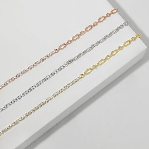 Meissa Rose Gold Anklet for Women Tennis Anklet Paperclip Chain 925 Sterling Silver Adjustable Dainty Foot Jewelry 8 to 9 Inches in Saudi Arabia