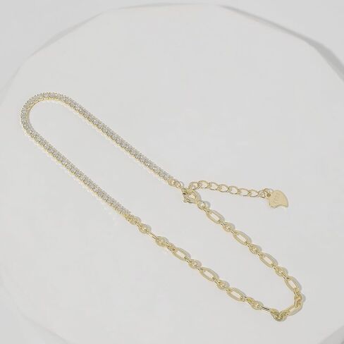 Meissa Rose Gold Anklet for Women Tennis Anklet Paperclip Chain 925 Sterling Silver Adjustable Dainty Foot Jewelry 8 to 9 Inches in Saudi Arabia