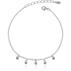 Meissa Love Dangle Anklet 925 Sterling Silver Dainty Cute Heart Charm Summer Beach Pool Waterproof Stackable Adjustable Trendy Foot Ankle Bracelet Travel Jewelry in Kuwait
