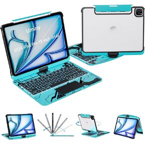 حالة لوحة المفاتيح لـ 12.9 بوصة iPad Pro 6/5/4/3rd Gen & 13 بوصة IPAD AIR (2025 M3 ، 2024 M2) لوحة مفاتيح لاسلكية مع لوحة تتبع 7 ملونة ، غطاء واقي شفاف مع حامل قلم رصاص (أسود) in Kuwait