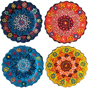 4-Piece 5-Inch Handmade Turkish Ceramic Plate Set – Wall & Table Decor & Jewelry/Ring Dish – Decorative Rings & Jewelry Tray Set in Kuwait
