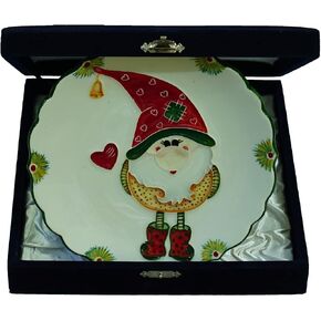 Anka Handcrafts - Christmas Home Decors - Santa's Dwarves - Handmade & Handpainted Ceramic Plates with Unique Embossed Surface – w Navy Int. Velvet Case – Christmas for Homes 760 in Saudi Arabia