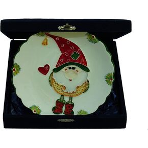 Anka Handcrafts - Christmas Home Decors - Santa's Dwarves - Handmade & Handpainted Ceramic Plates with Unique Embossed Surface – w Navy Int. Velvet Case – Christmas for Homes 760 in Saudi Arabia