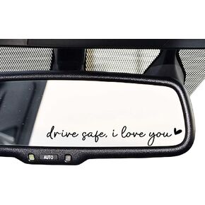 3 x Drive Safe Rearview Mirror Decal, Vanity Mirror Stickers, Car Accessories Gifts, Car Decor for Women, Car Window Decal, Drive Safe I Love You Stickers, 3.9 inch (Black+Red) in Kuwait