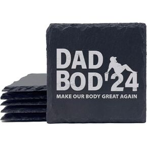قطعتان من Dad Bod 2024، اجعل جسدنا رائعًا مرة أخرى، قواعد نقش مخصصة للمشروبات، قواعد محفورة يدويًا، قواعد مصنوعة يدويًا in Saudi Arabia
