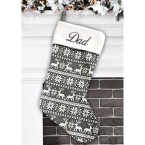 Personalized Christmas Stocking - Knitted Red Design - Embroidered Name - Large 18.5inch, Red and Beige Color, Family Holiday Season Decor in Kuwait