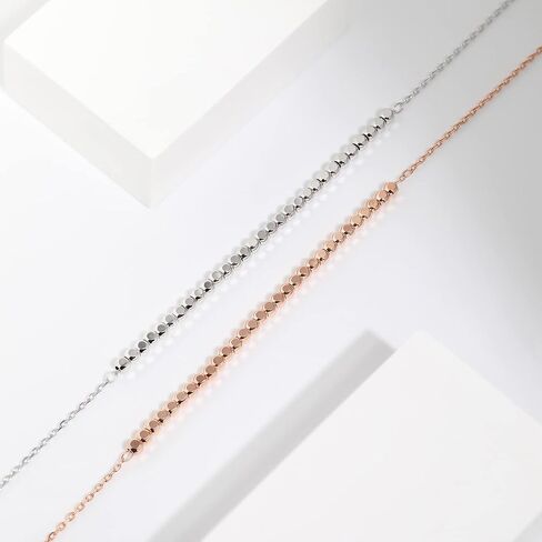 Meissa Sterling Silver Anklet for Women Little Blocks Anklet Simple Gold Anklet Rose Gold Anklet Adjustable Chain in Saudi Arabia
