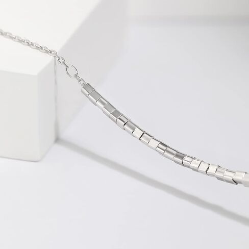 Meissa 925 Sterling Sliver Anklet for Women Little Square Beads Anklet Rose Gold Anklet Adjustable Chain for Women in Saudi Arabia