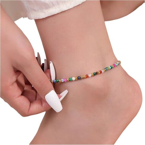 14K Gold Plated Ankle Bracelets 925 Sterling Silver Anklets Ankle Bracelets for Women Anklets Set Waterproof Layered Anklet Chain Beach Anklet Beach Summer Jewelry For Women boho anklets in Saudi Arabia