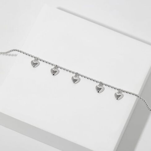 Meissa Sweetheart Anklet Sterling Silver Simple Dainty Cute Unique Heart Charms Foot Ankle Bracelet Summer Beach Pool Waterproof Trendy Stackable Anklet in Saudi Arabia