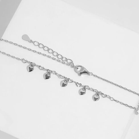 خلخال من Meissa Love Dangle خلخال من الفضة الإسترليني عيار 925 أنيق لطيف على شكل قلب صيفي للشاطئ وحمام سباحة مقاوم للماء وقابل للتعديل وسوار عصري للقدم والكاحل مجوهرات للسفر in Kuwait