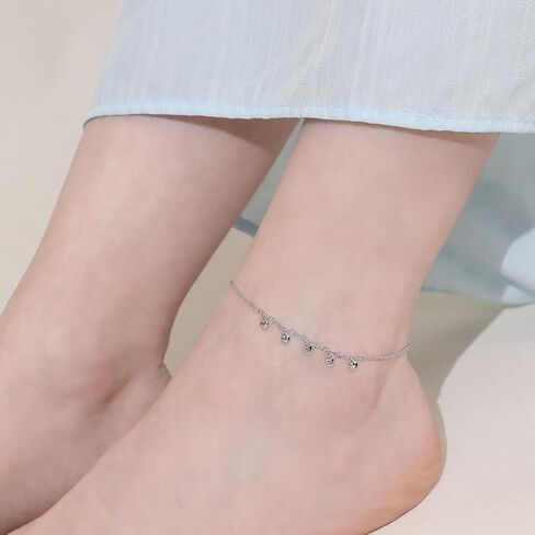خلخال من Meissa Love Dangle خلخال من الفضة الإسترليني عيار 925 أنيق لطيف على شكل قلب صيفي للشاطئ وحمام سباحة مقاوم للماء وقابل للتعديل وسوار عصري للقدم والكاحل مجوهرات للسفر in Kuwait