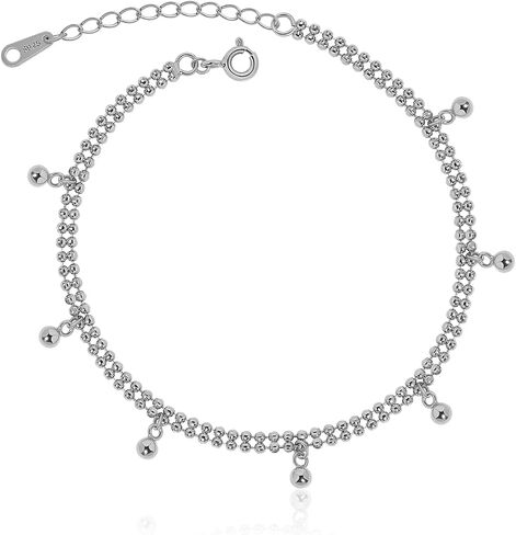 Meissa Ankle Bracelets for Women Silver Tiny Ball Charm Anklet Double Layer Beads Anklet Waterproof Summer Jewelry Gift in Saudi Arabia