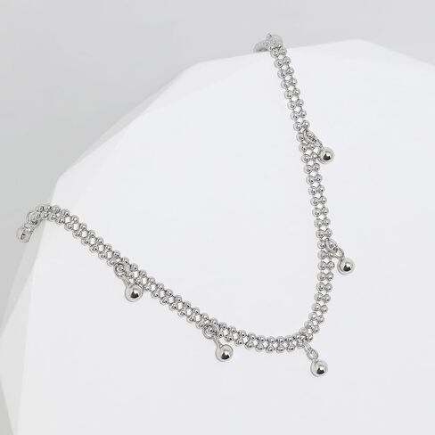 Meissa Ankle Bracelets for Women Silver Tiny Ball Charm Anklet Double Layer Beads Anklet Waterproof Summer Jewelry Gift in Saudi Arabia